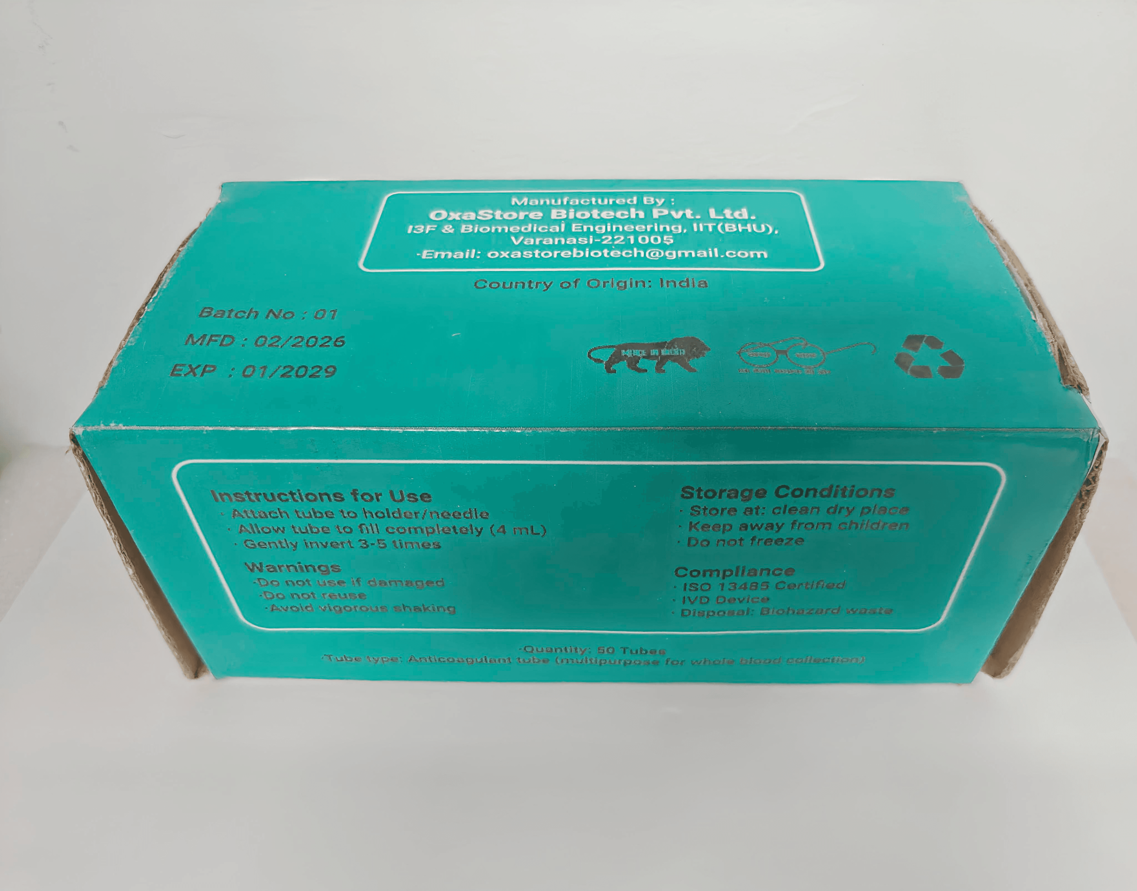OxaStore 4ml vacuum blood collection tube with oxalate nanoparticle anticoagulant — view 3